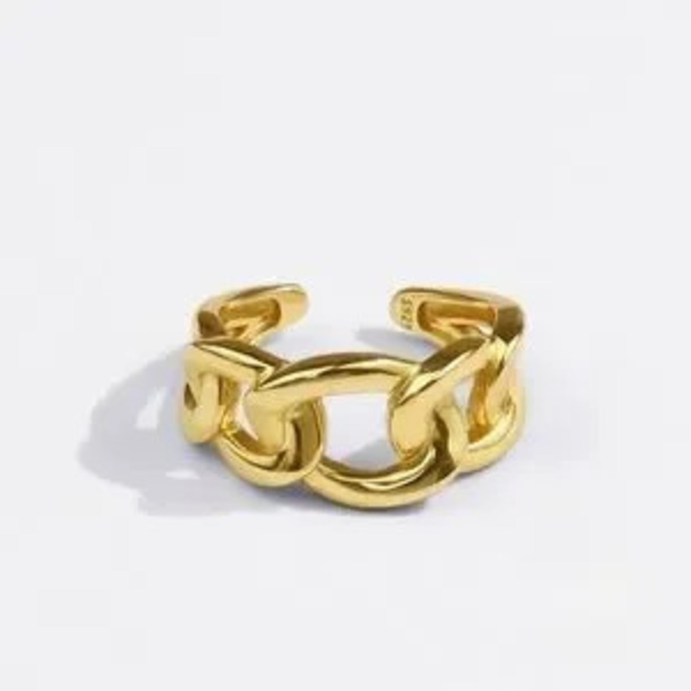 Trendy S925 Quiet Luxury Gold Chain Link Ring